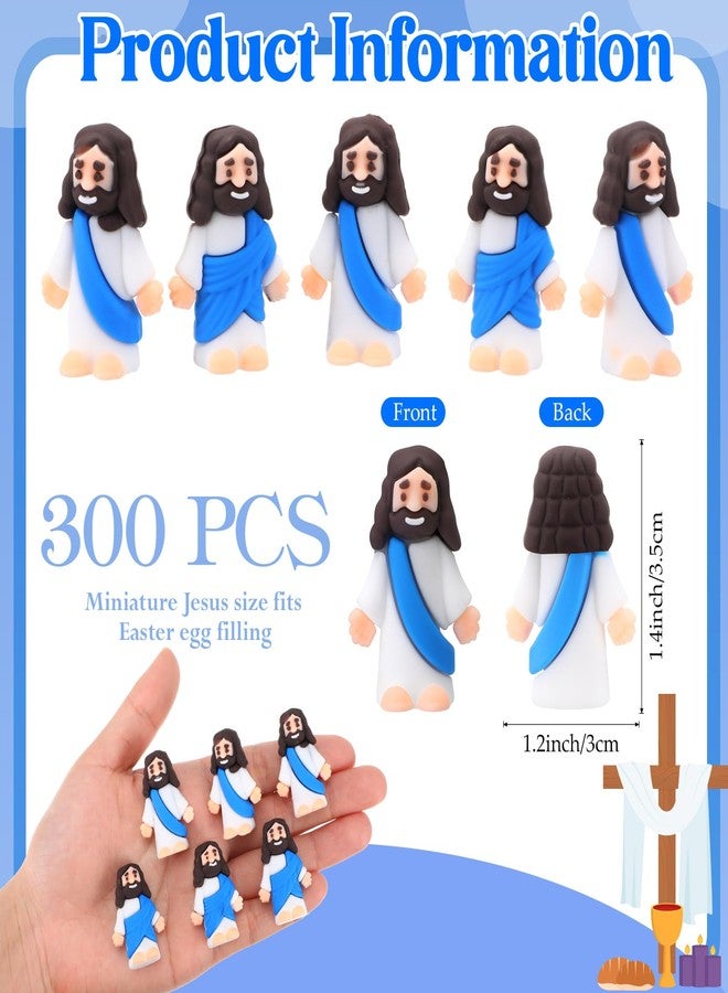 Bememo 300 Pcs Little Jesus Figures Bulk Original Design Mini Pocket Jesus Rubber Figurine to Hide and Seek Religious Party Favors Baptism Gifts(Blue) - Image 2